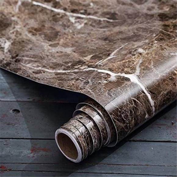 Brown Marble Contact Paper Waterproof Marble Wallpaper Peel and Stick 15.7"x80" - Picture 1 of 7